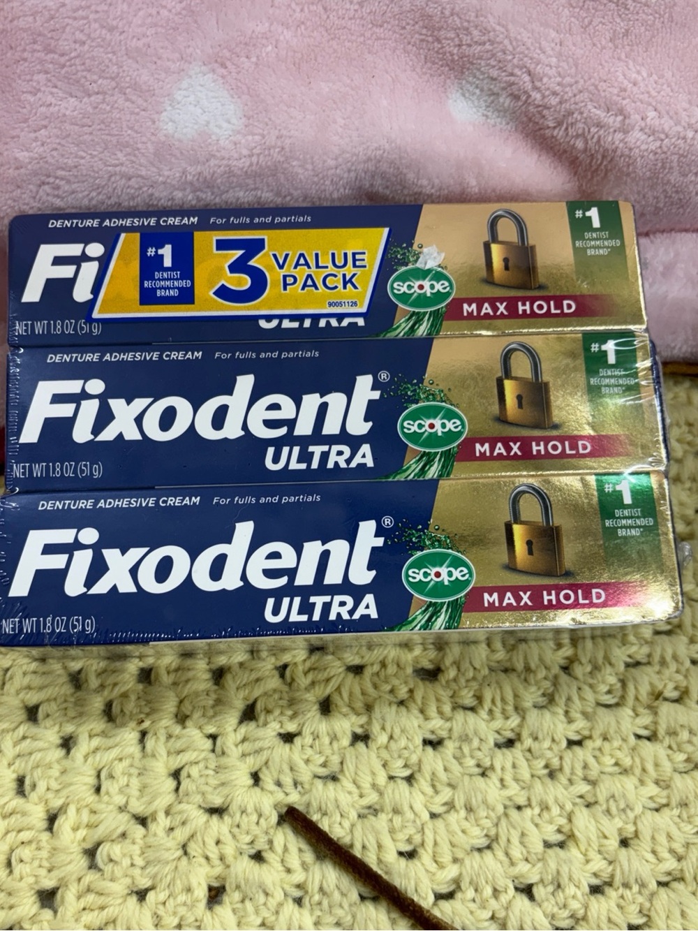 Fixodent ultra max hold W/ scope 1.8 oz each-pack of 3